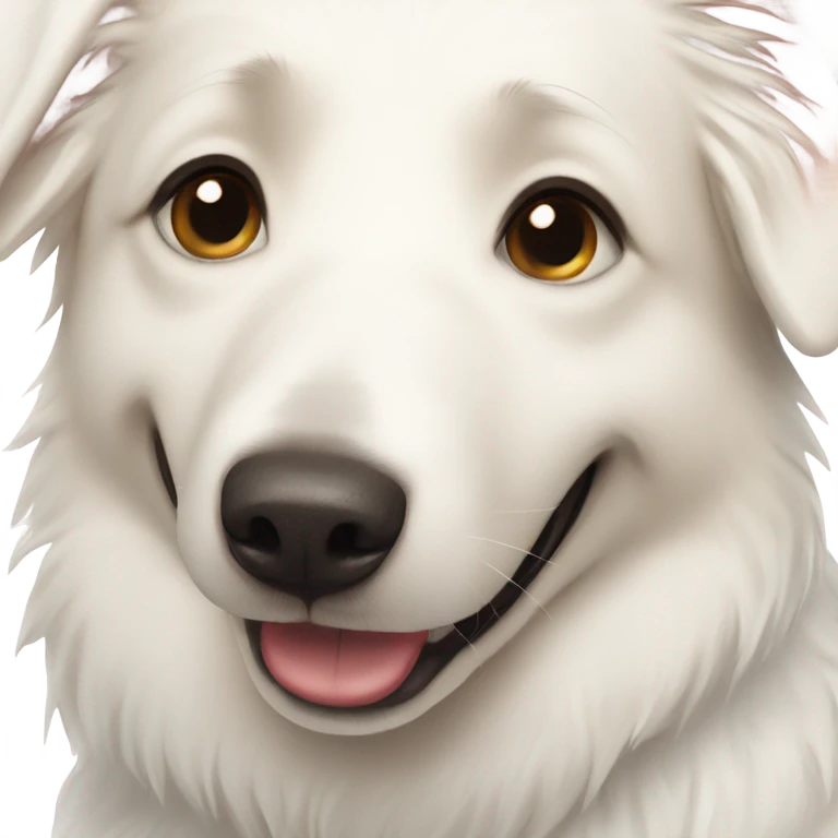 Happy white Swiss Shepherd  with blonde girl emoji