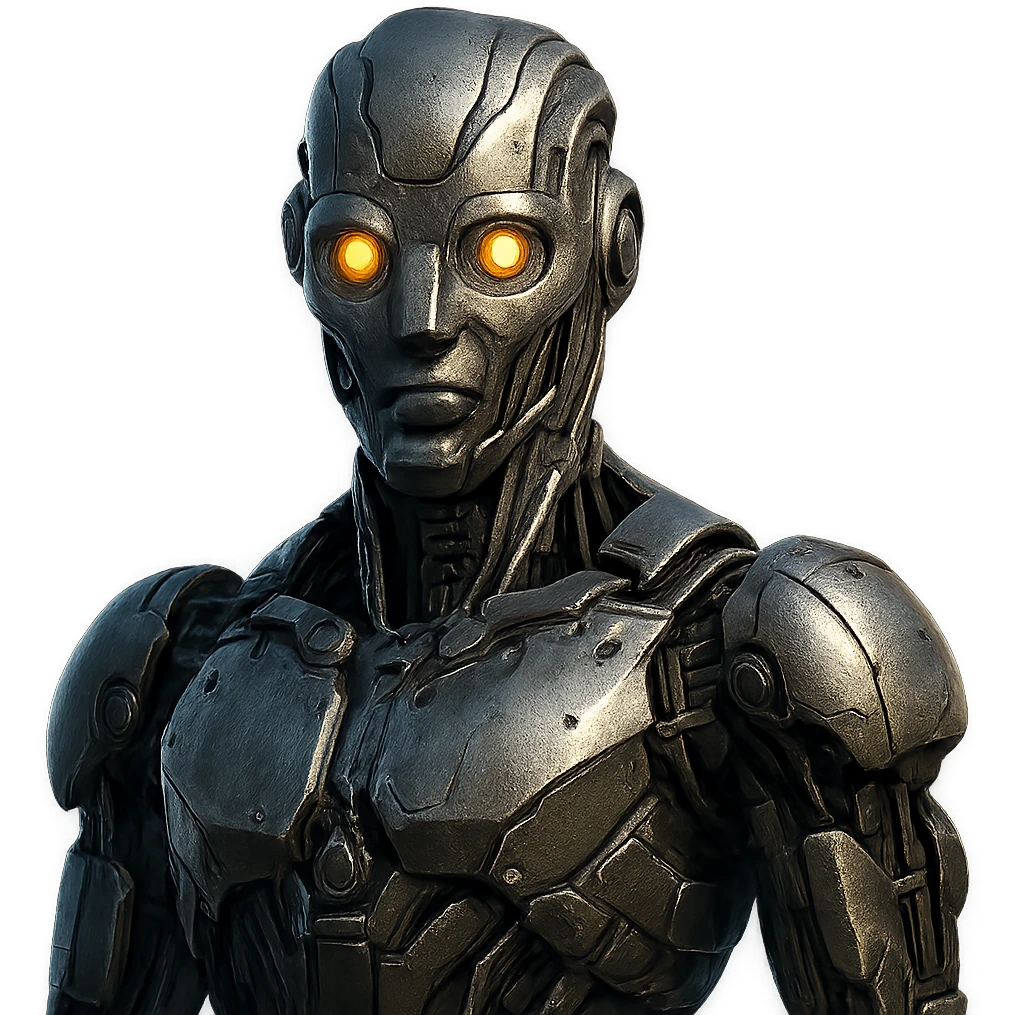 ai robot, detailed, metallic, glowing eyes emoji