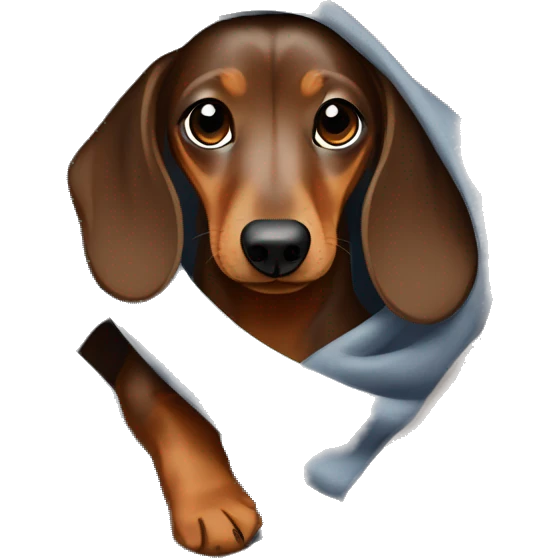 Dapple brown dachshund going under a blanket emoji