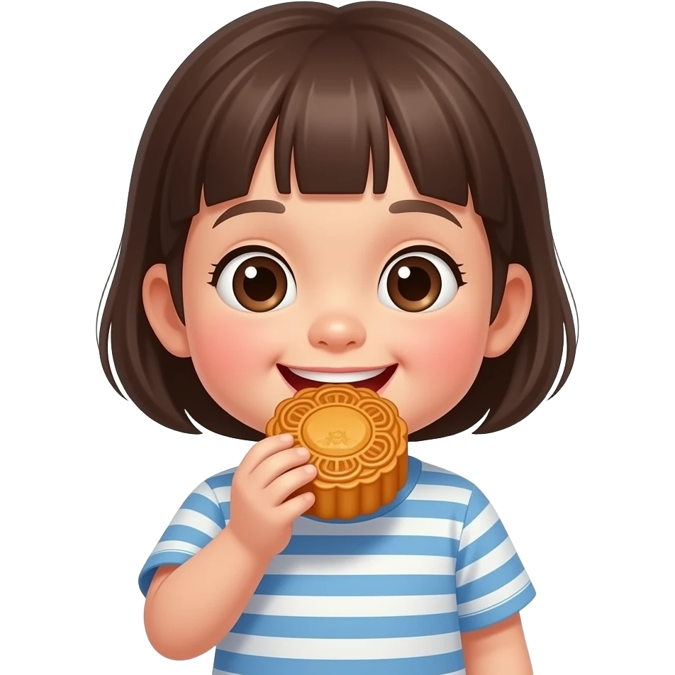kid eating mooncakes emoji