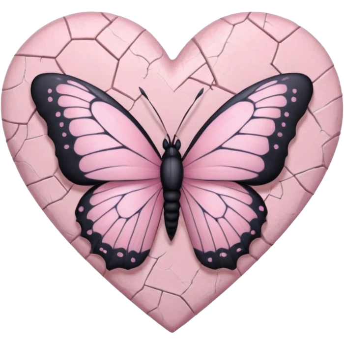 pastel goth heart with pastel butterfly emoji