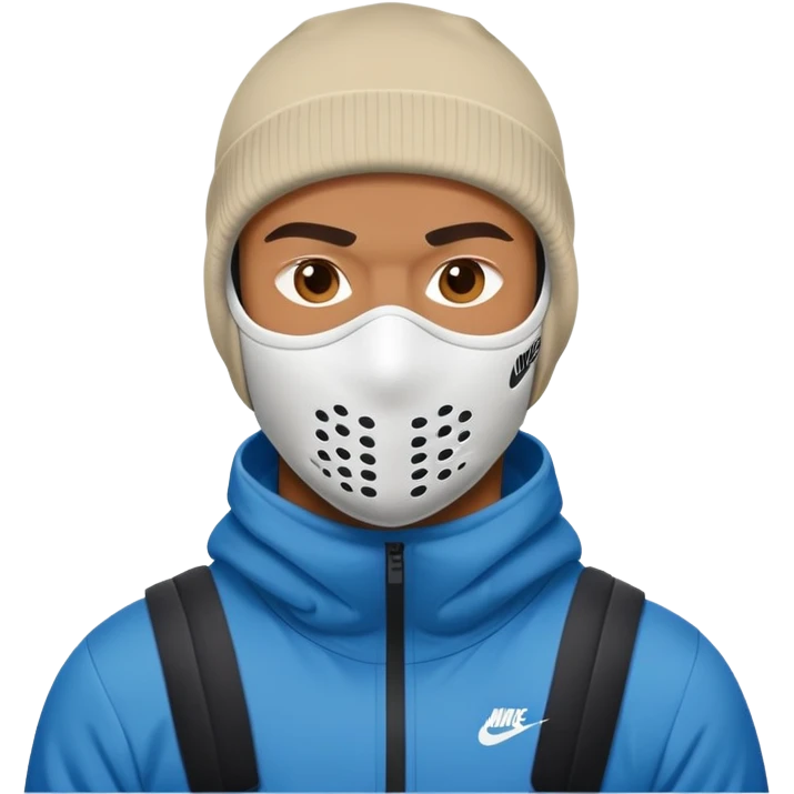 Man standing with a nike ski mask emoji