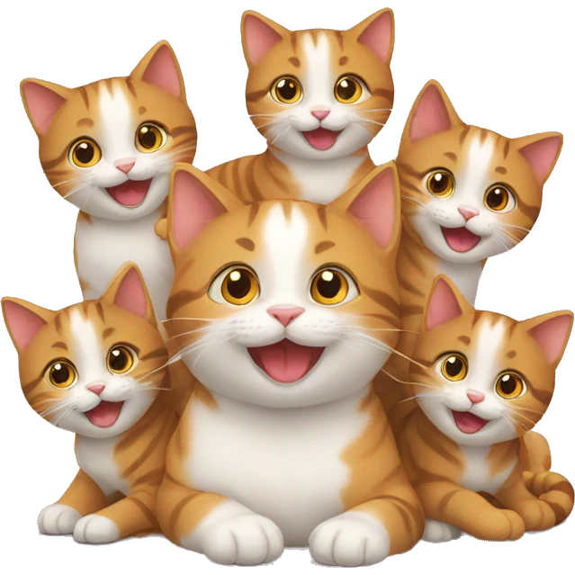 happy cat with seven kittens emoji