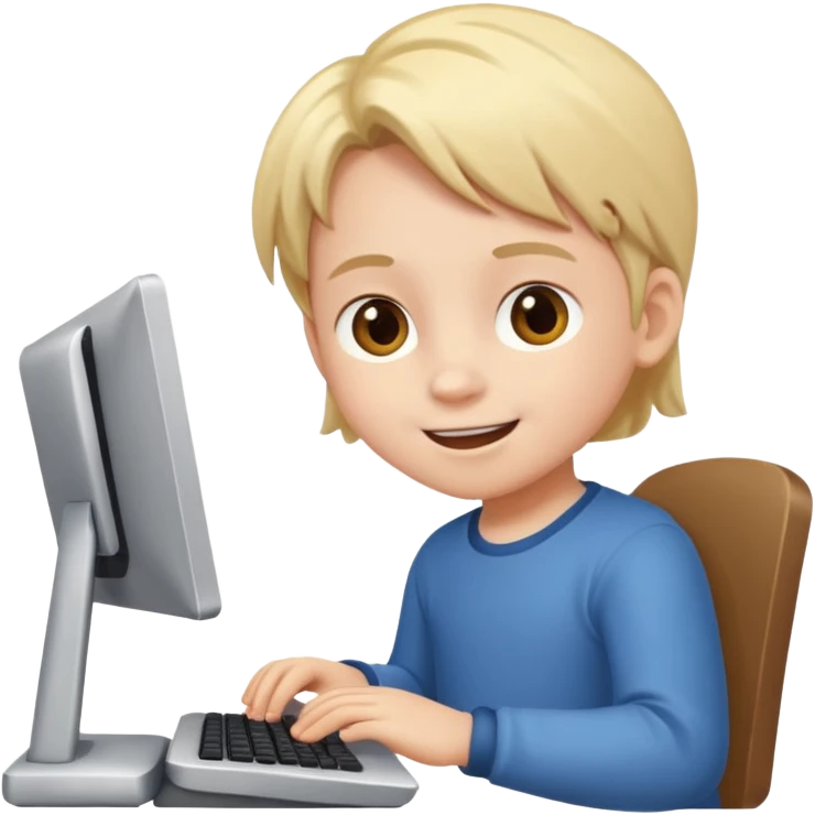 Bambino che gioca al pc  emoji