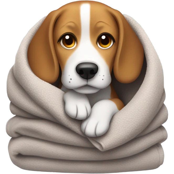 Beagle under warm cozy blanket emoji