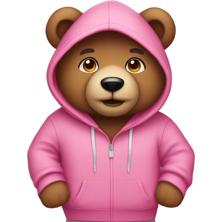 Teddy bear wearing a pink hoodie emoji