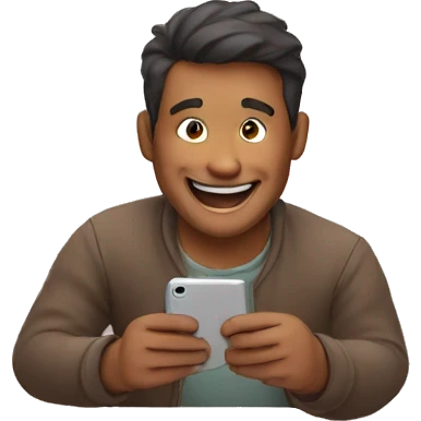 A man being happy looking in his phone  emoji