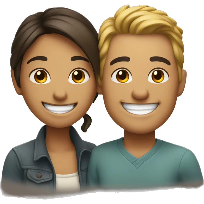 happy couple with big smiles emoji