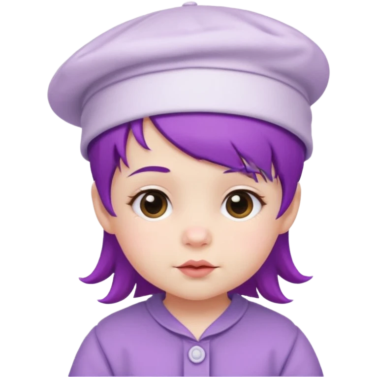 purple haired little baby with white hat emoji