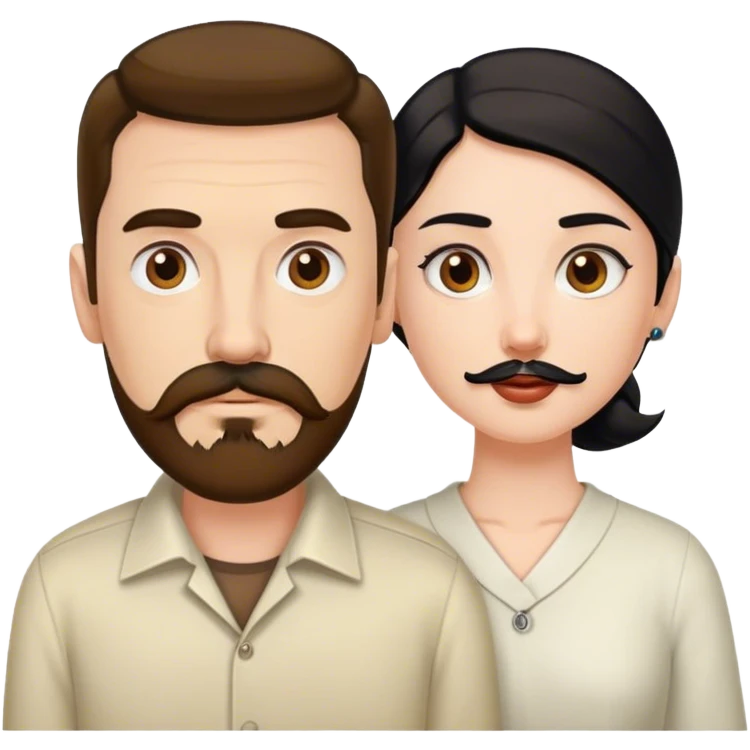 Tall white man with brown mustache goatee AND a short pale woman with long black hair emoji