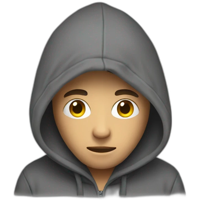 a man in hoodie with hidden face emoji