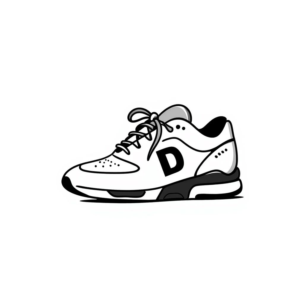 Modern athletic running shoes/trainers with details in pastel colors (dd9fb0, ffc6d3, a3bfc9, c4bee2, f1b091), hand-drawn doodle style emoji