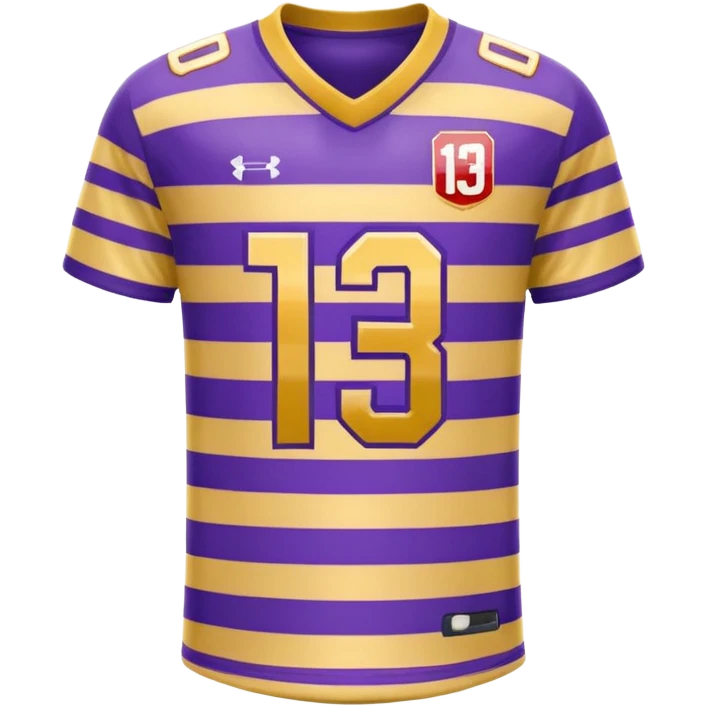 football jersey gold with purple stripes with number 13 on the front emoji