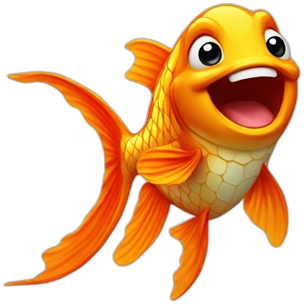 A laughing goldfish emoji