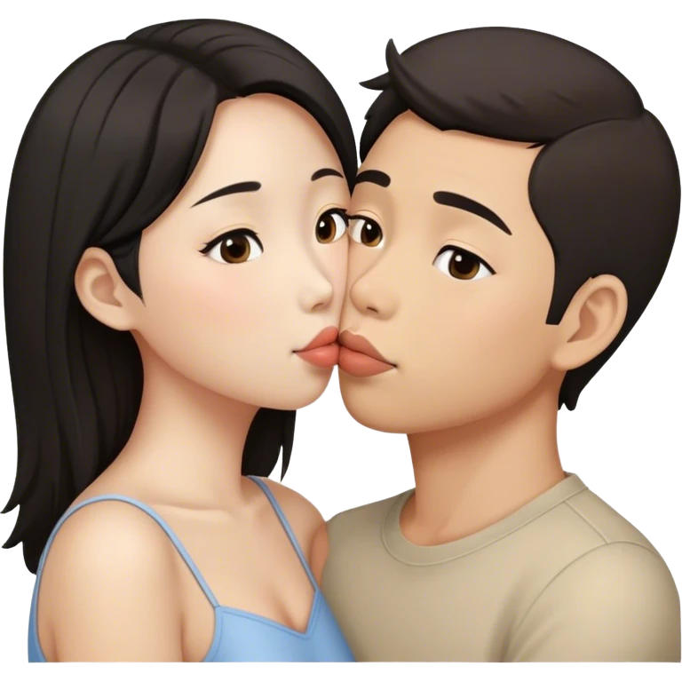 Couple of Asians are kissing emoji