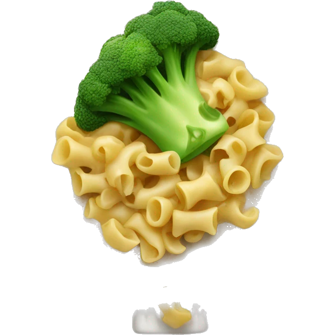 dish with macaroni and pieces of broccoli emoji