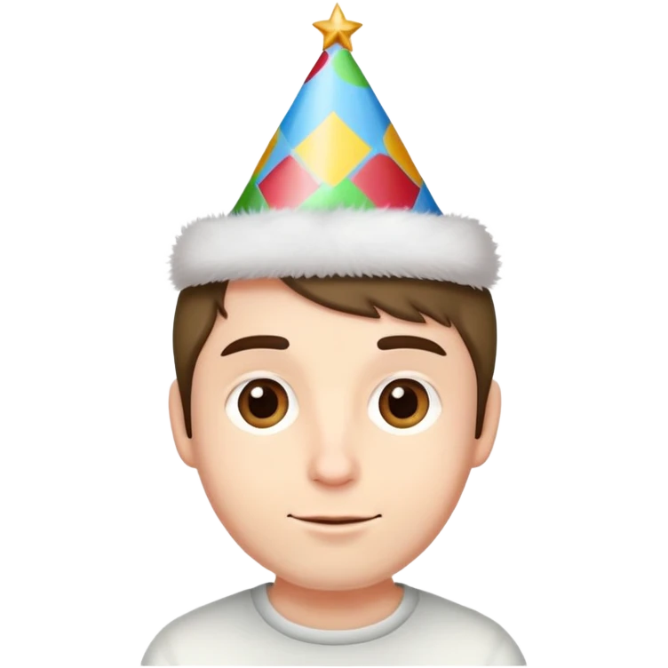 Ian with a tiny birthday hat on emoji