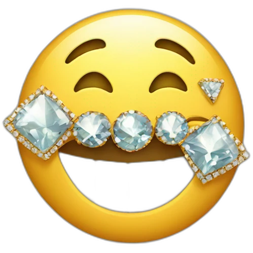 smiling emoji with diamond and gold teeth emoji