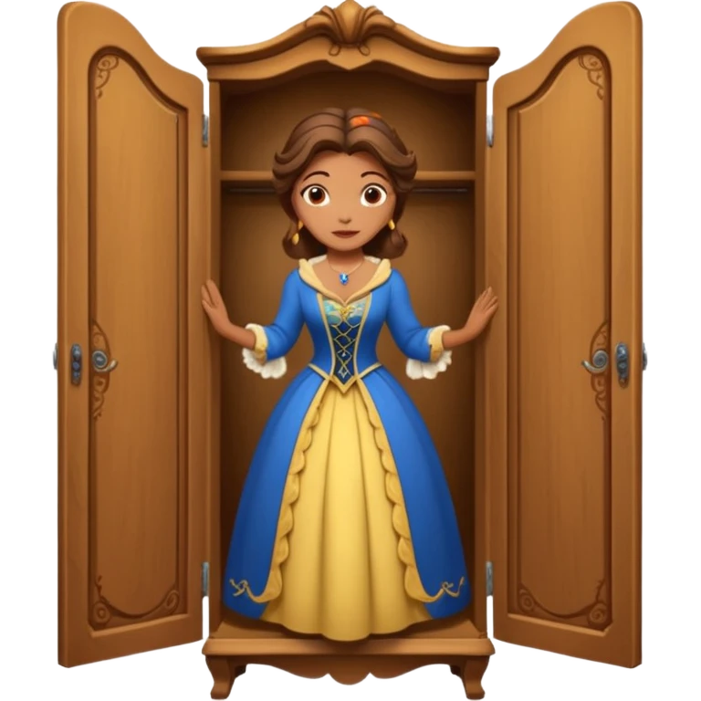 A middle-aged lady character from the fairy tale Beauty and the Beast — she was turned into a wardrobe by magic, while retaining the wardrobe's original form and having an anthropomorphic face. emoji