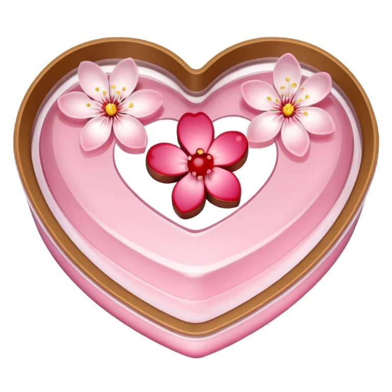 sakura pudding shaped like a heart with a cherry blossom on top emoji
