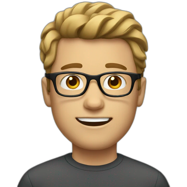 white guy with glasses with browm hair emoji