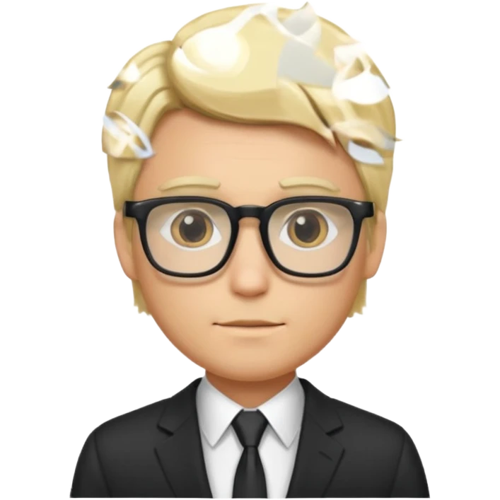 Blonde man with square glasses and suit emoji