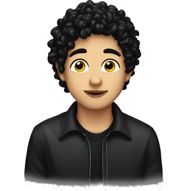 White twink with black hair kissing a Latino twink with curly hair  emoji