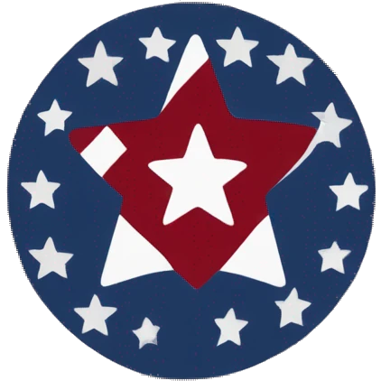 Flat image of a Betsy Ross Flag with the letters AM inside the circular star field emoji