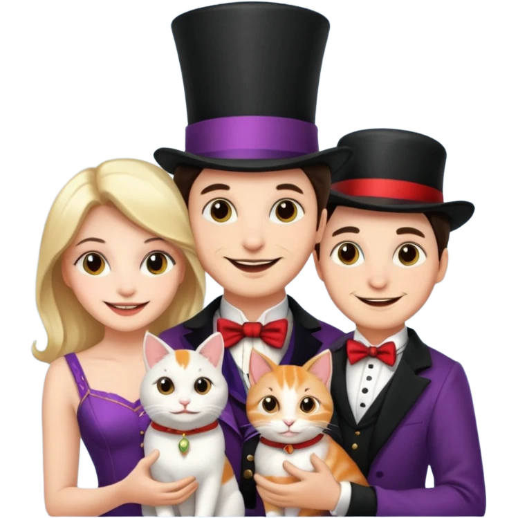 magician couple and their pet cat emoji