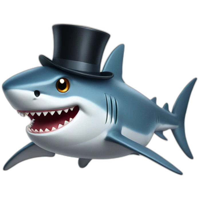 Shark with a top hat emoji