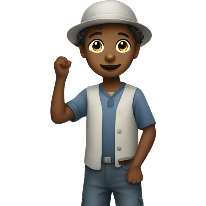 little boy paying cricke emoji