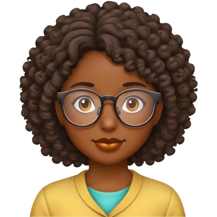 Chica, pelo chino morena con lentes
 emoji