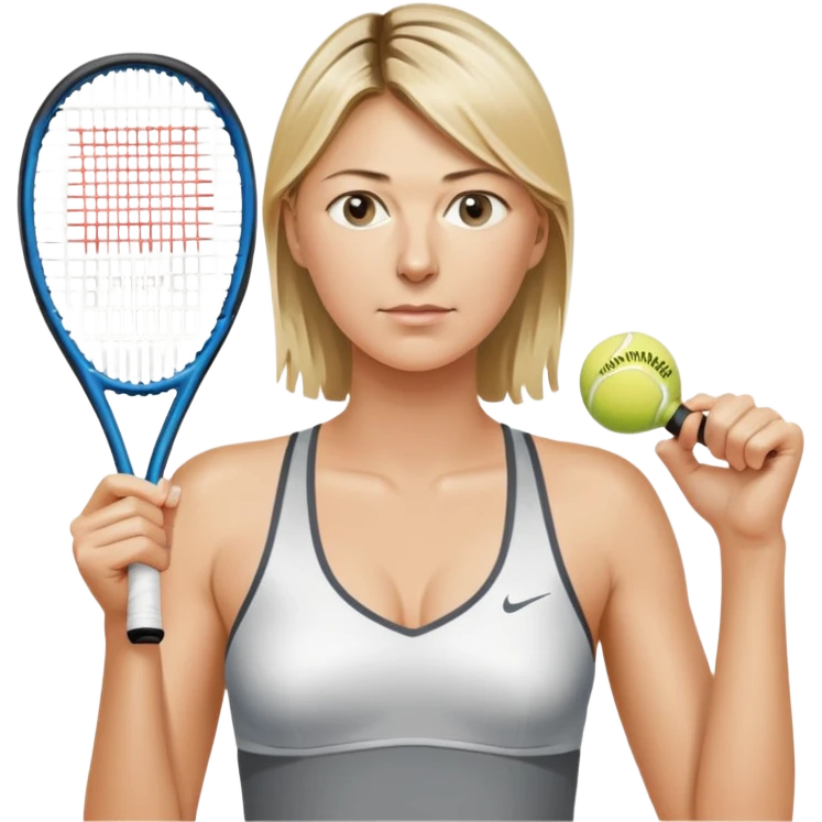 Maria Sharapova, chest high, holding a racket emoji