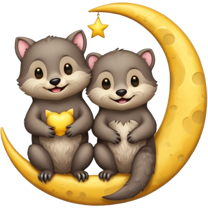 Bat and otter with moon emoji