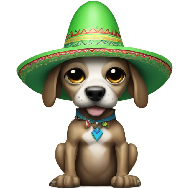 Create a ripped alien wearing a sombrero and holding a dog emoji