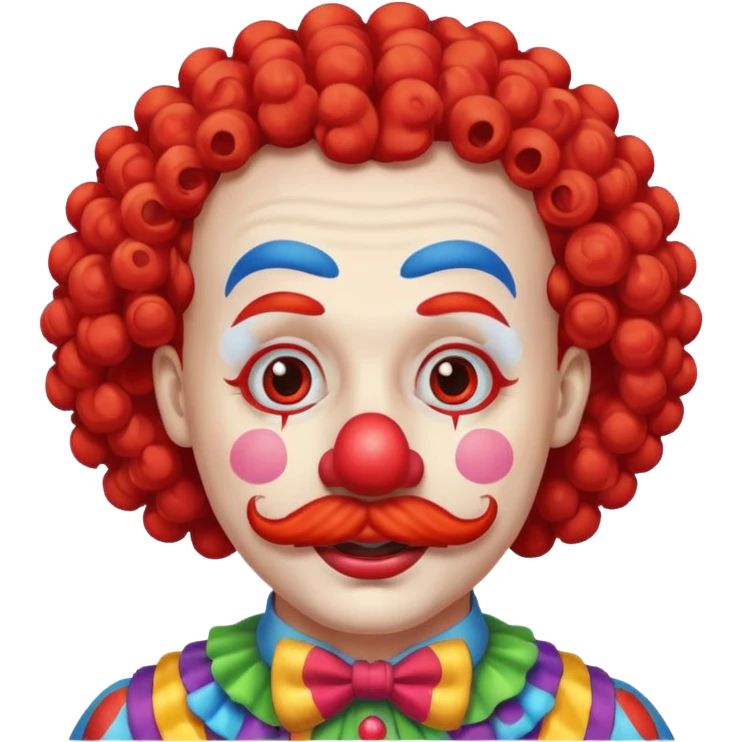 Classic clown — curly mustache, red nose emoji