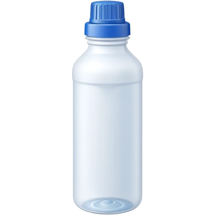 tall opaque plastic bottle with narrow neck, molded grip, screw cap, white bottle with blue cap, slightly industrial shape, strong cleaning use, no label, no hazard sign, sealed bottle, soft lighting, subtle shadows, emoji scale emoji