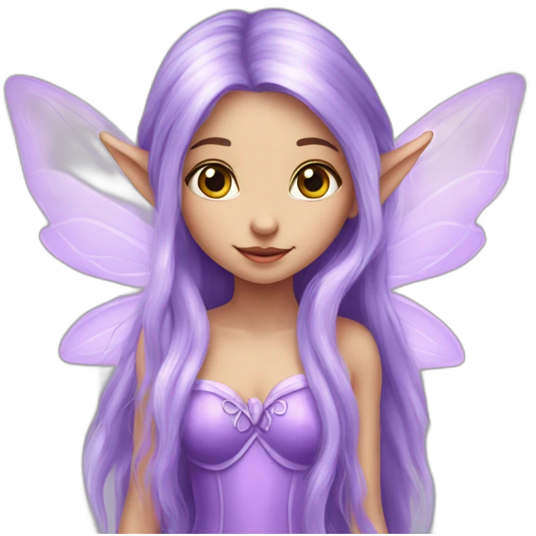 cute lilac elf fairy with long hair emoji
