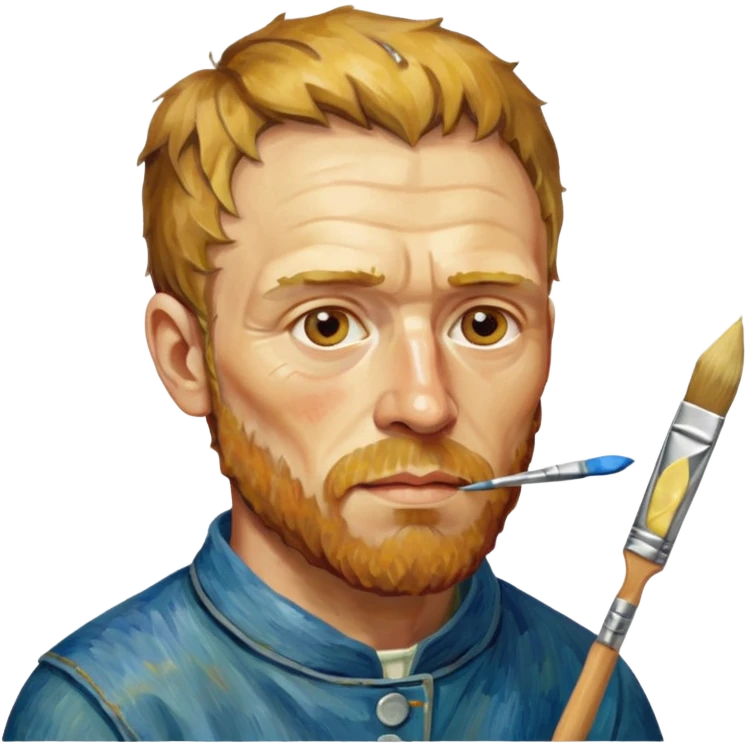 an gogh paints on a canvas. band-aid on the ear emoji
