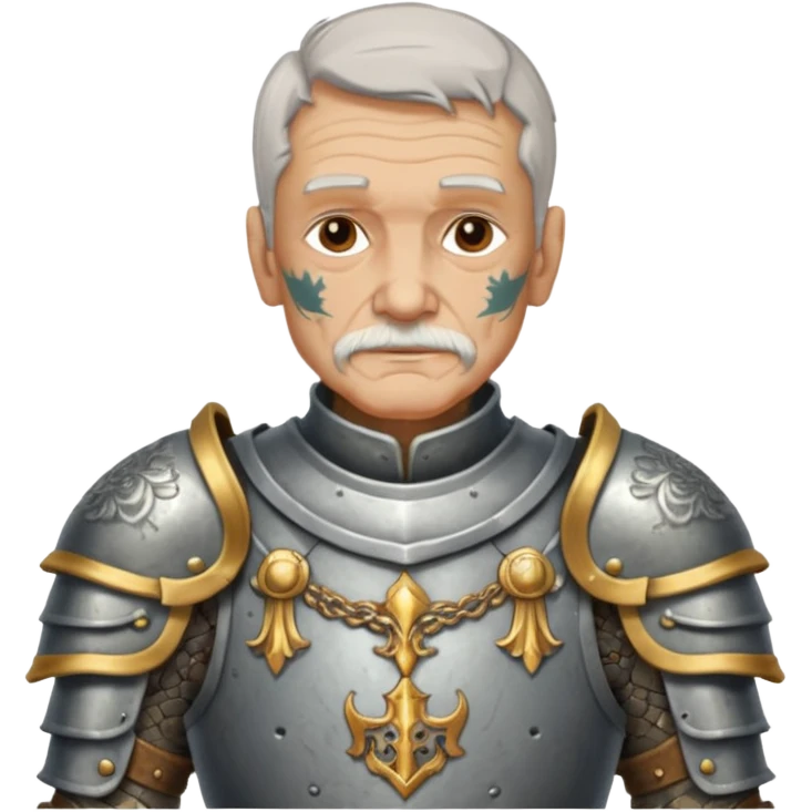 elderly tattooed knight, tattooed shoulder emoji