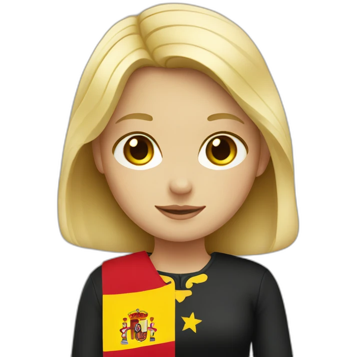 Blond girl with Spanish flag in hands  emoji