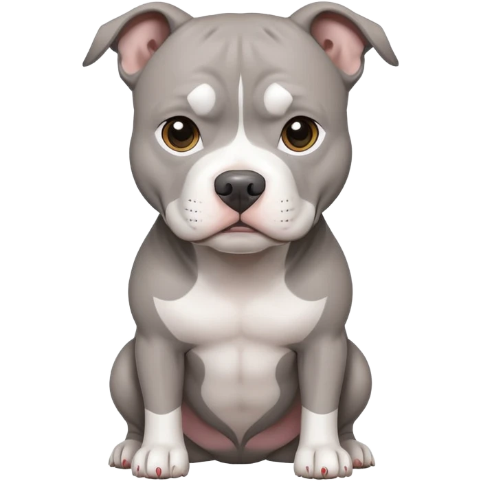 a grey pit bull with a white tummy emoji