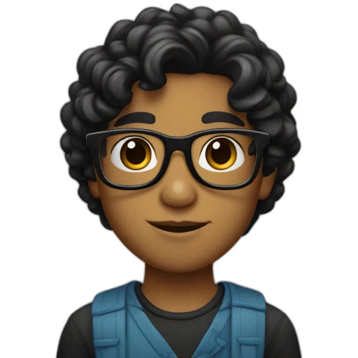 caramel-skin boy with black wavy hair and black eyes and wears glasses emoji