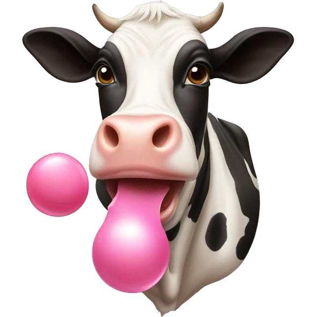 A cow thats chewing bubblegum emoji