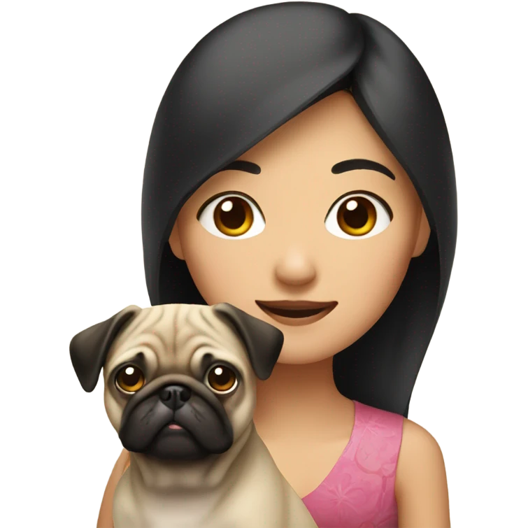 Asian woman with pug emoji