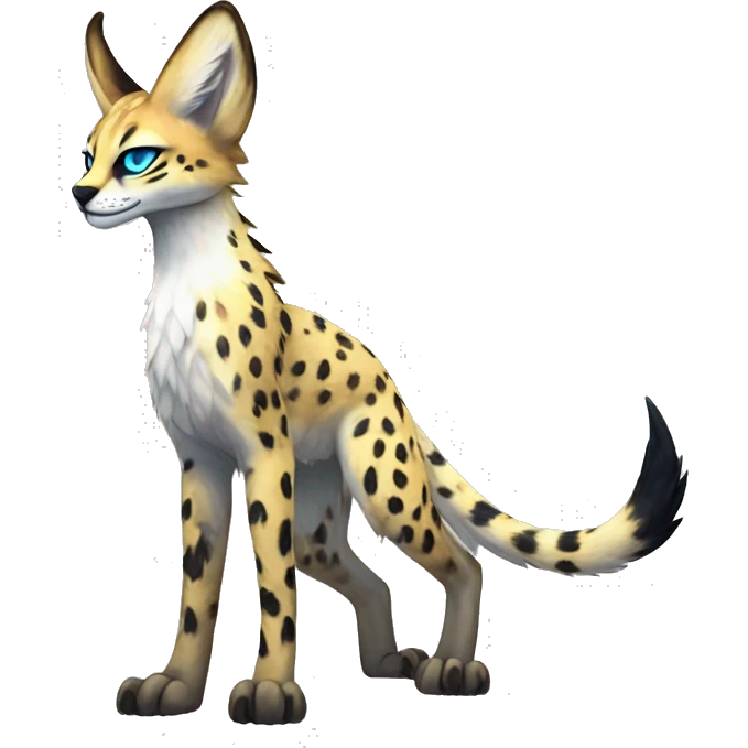 Epic Edgy Colorful ethereal eldritch Sergal-Serval-Fionbri full body emoji