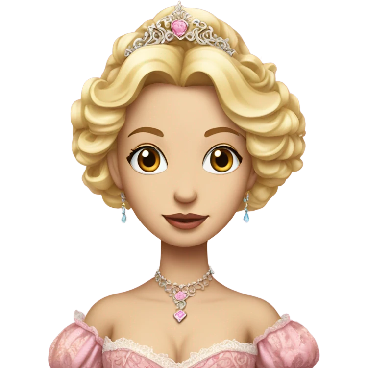 Rococo princess detailed blonde hair pink gown emoji