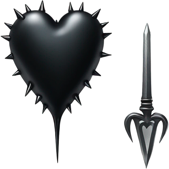 Gothic black heart with nail through it  emoji