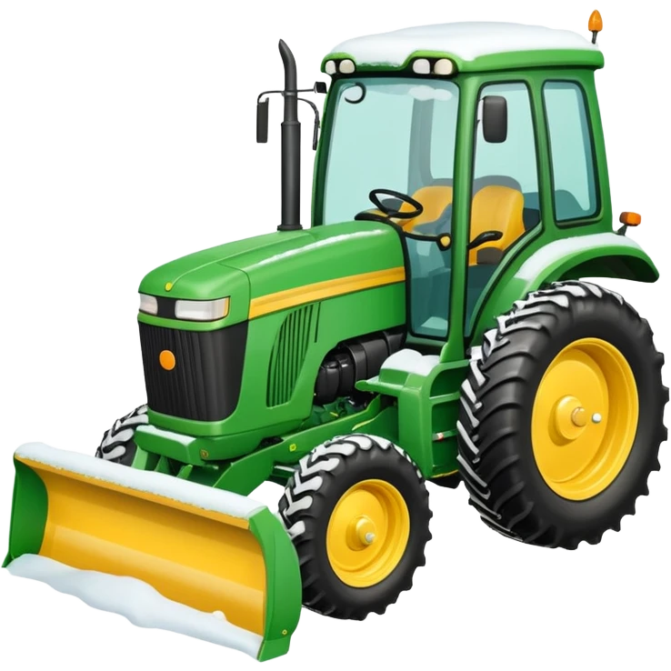 Bigger Green tractor with yellow blade pushing snow emoji