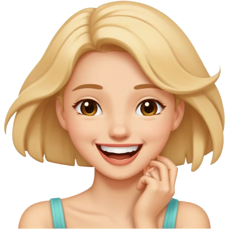 Girl holding her neck laughing emoji